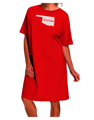 Oklahoma - United States Silhouette Adult Night Shirt Dress by TooLoud-Night Shirt-TooLoud-Red-One-Size-Davson Sales