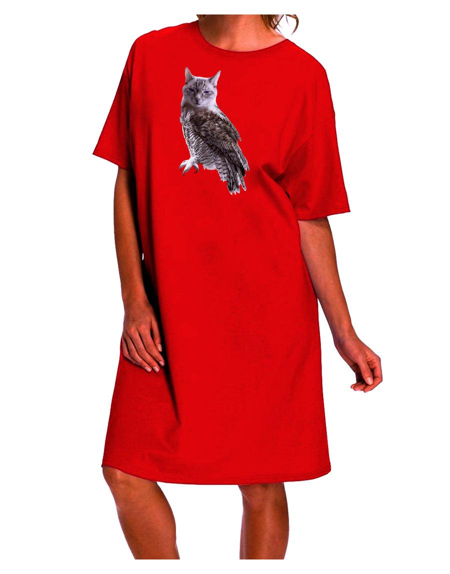 Elegant and Stylish Lucky Cat Owl Adult Night Shirt Dress-Night Shirt-TooLoud-Red-One-Size-Fits-Most-Davson Sales