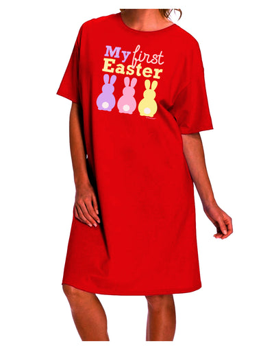 Elegant Easter Attire: Three Bunnies Adult Night Shirt Dress by TooLoud-Night Shirt-TooLoud-Red-One-Size-Davson Sales