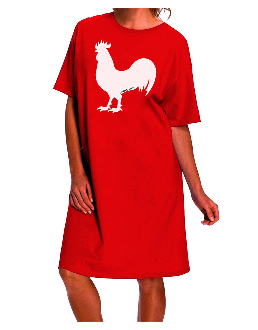 Elegant and Stylish Rooster Silhouette Adult Night Shirt Dress-Night Shirt-TooLoud-Red-One-Size-Davson Sales