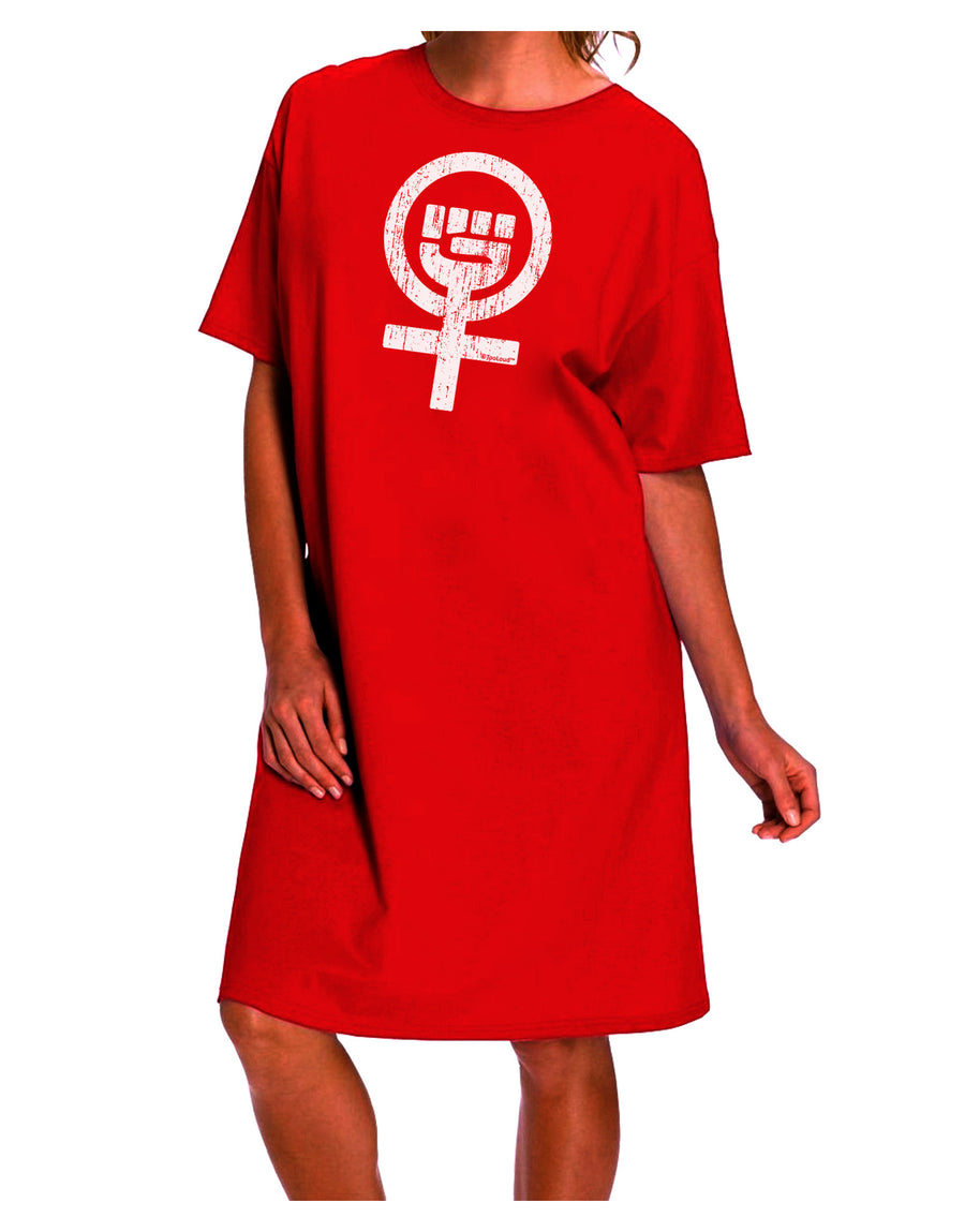 Stylish and Empowering Feminism Symbol Night Shirt Dress with a Distressed Design-Night Shirt-TooLoud-Red-One-Size-Fits-Most-Davson Sales