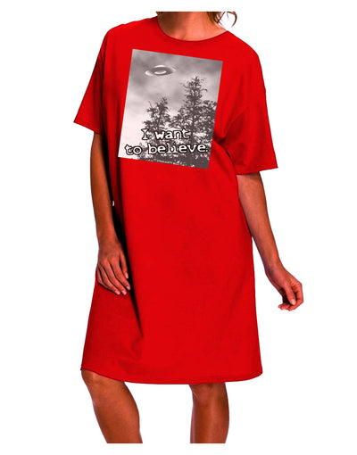 UFO Adult Night Shirt Dress by TooLoud: Embrace the Extraterrestrial Aesthetic-Night Shirt-TooLoud-Red-One-Size-Davson Sales