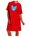 Stylish and Chic Geometric Kitty Inverted Dark Night Shirt Dress for Adults-Night Shirt-TooLoud-Red-One-Size-Fits-Most-Davson Sales