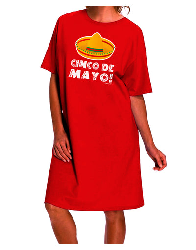 Cinco de Mayo Adult Night Shirt Dress with Sombrero Design - A Captivating Addition to Your Wardrobe by TooLoud-Night Shirt-TooLoud-Red-One-Size-Davson Sales