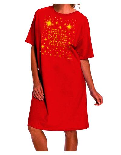 Adult Night Shirt Dress with Brilliant Stars - Feliz Dia de Reyes Collection by TooLoud-Night Shirt-TooLoud-Red-One-Size-Davson Sales