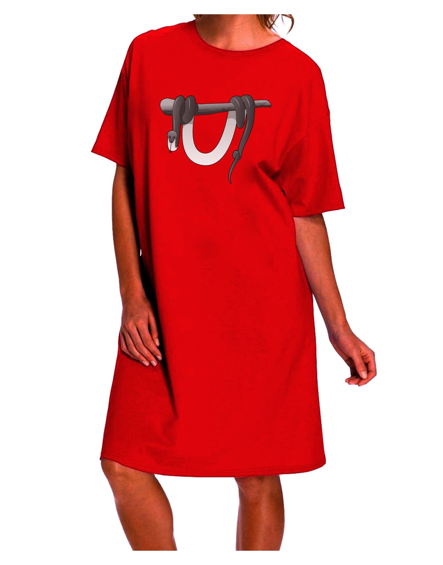Sophisticated and Elegant Anaconda Design Grayscale Adult Night Shirt Dress-Night Shirt-TooLoud-Red-One-Size-Davson Sales