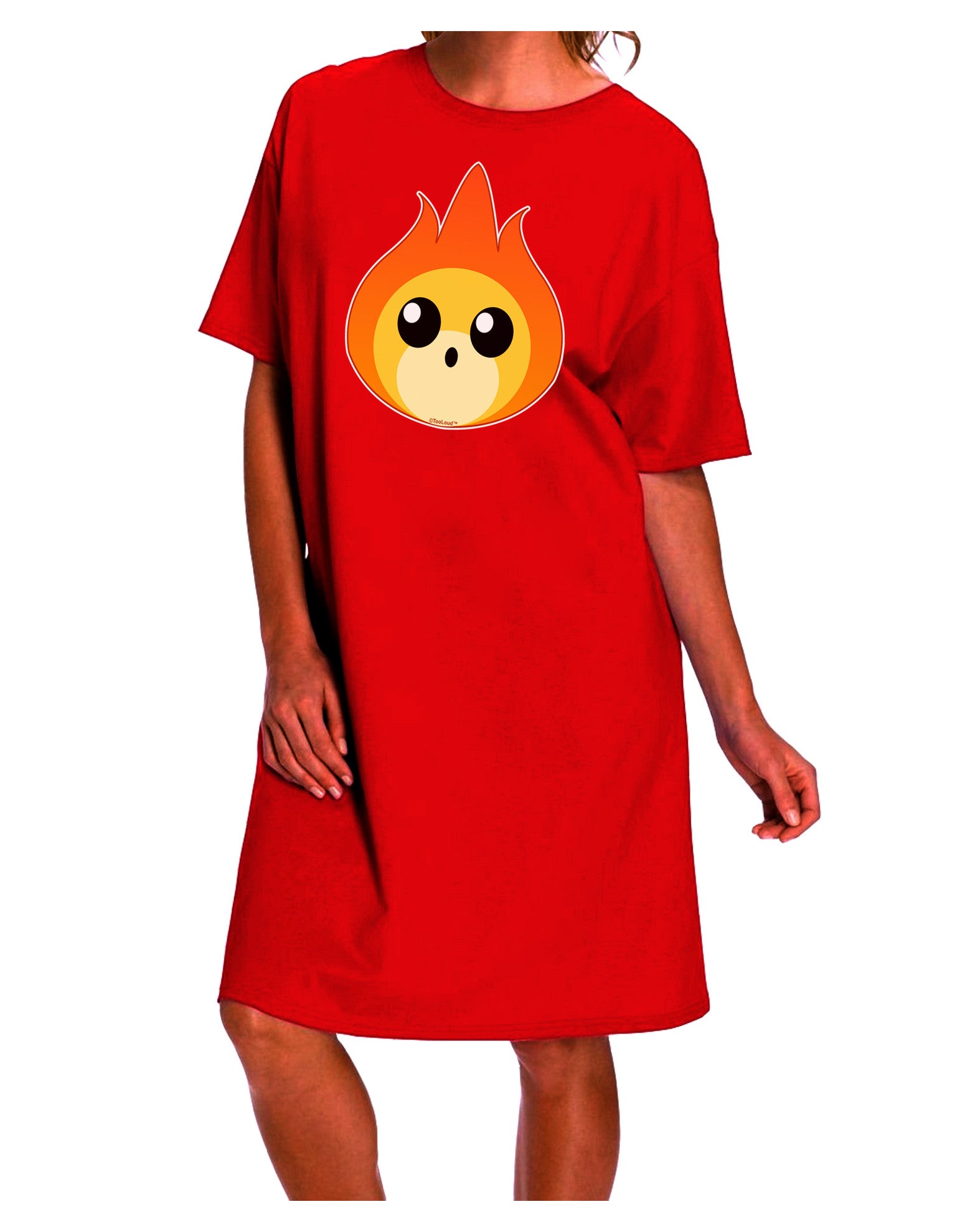 Stylish and Trendy Fireball Design Night Shirt Dress for Adults-Night Shirt-TooLoud-Red-One-Size-Davson Sales
