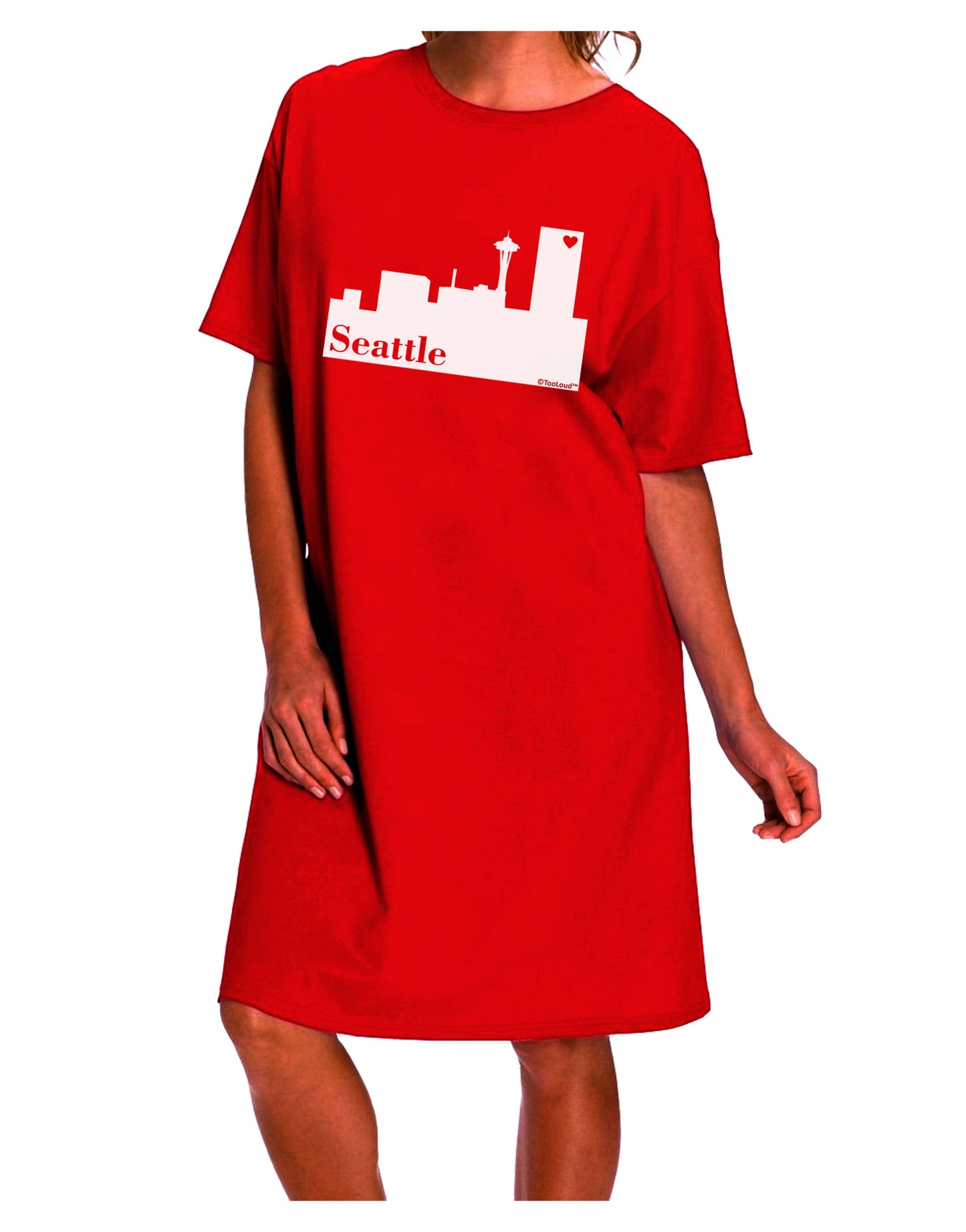 Stylish and Sophisticated Seattle Skyline Night Shirt Dress with Space Needle Design by TooLoud-Night Shirt-TooLoud-Red-One-Size-Davson Sales