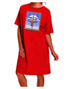 Elegant Nocturnal Attire: Frosty Window Design Adult Night Shirt Dress-Night Shirt-TooLoud-Red-One-Size-Davson Sales