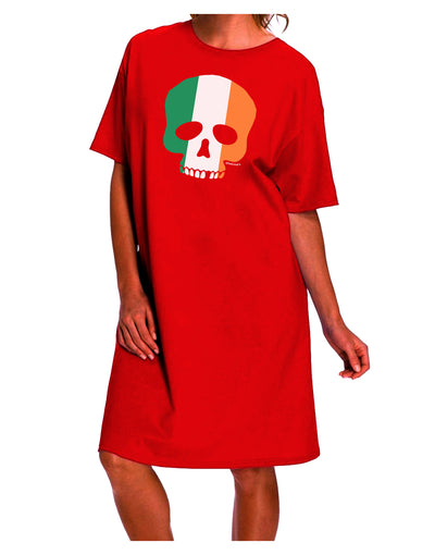 Ireland Adult Night Shirt Dress with Skull Flag Design-Night Shirt-TooLoud-Red-One-Size-Davson Sales