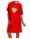 Halloween-themed Adult Night Shirt Dress featuring a Spooky Face with Hat-Night Shirt-TooLoud-Red-One-Size-Davson Sales