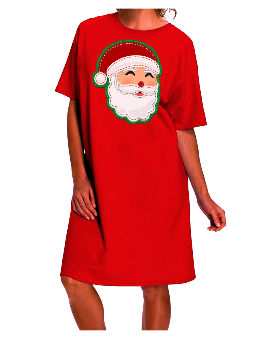 Stylish Santa Claus Face Faux Applique Adult Night Shirt Dress-Night Shirt-TooLoud-Red-One-Size-Davson Sales