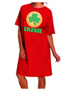 Irish Adult Night Shirt Dress with Shamrock Button by TooLoud-Night Shirt-TooLoud-Red-One-Size-Davson Sales