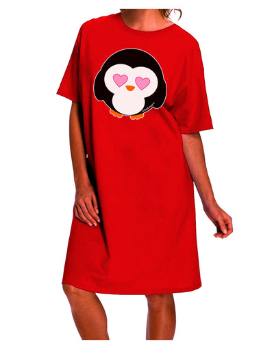 Stylish and Adorable Penguin-Themed Adult Night Shirt Dress by TooLoud-Night Shirt-TooLoud-Red-One-Size-Davson Sales