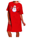 Winter-themed Adult Night Shirt Dress with Snowman and Scarf Design