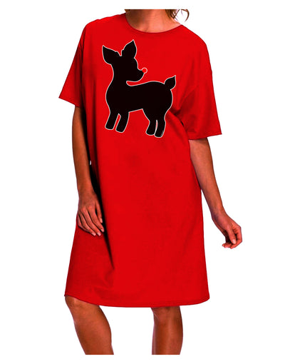 Stylish Rudolph Silhouette - Festive Adult Night Shirt Dress by TooLoud-Night Shirt-TooLoud-Red-One-Size-Davson Sales