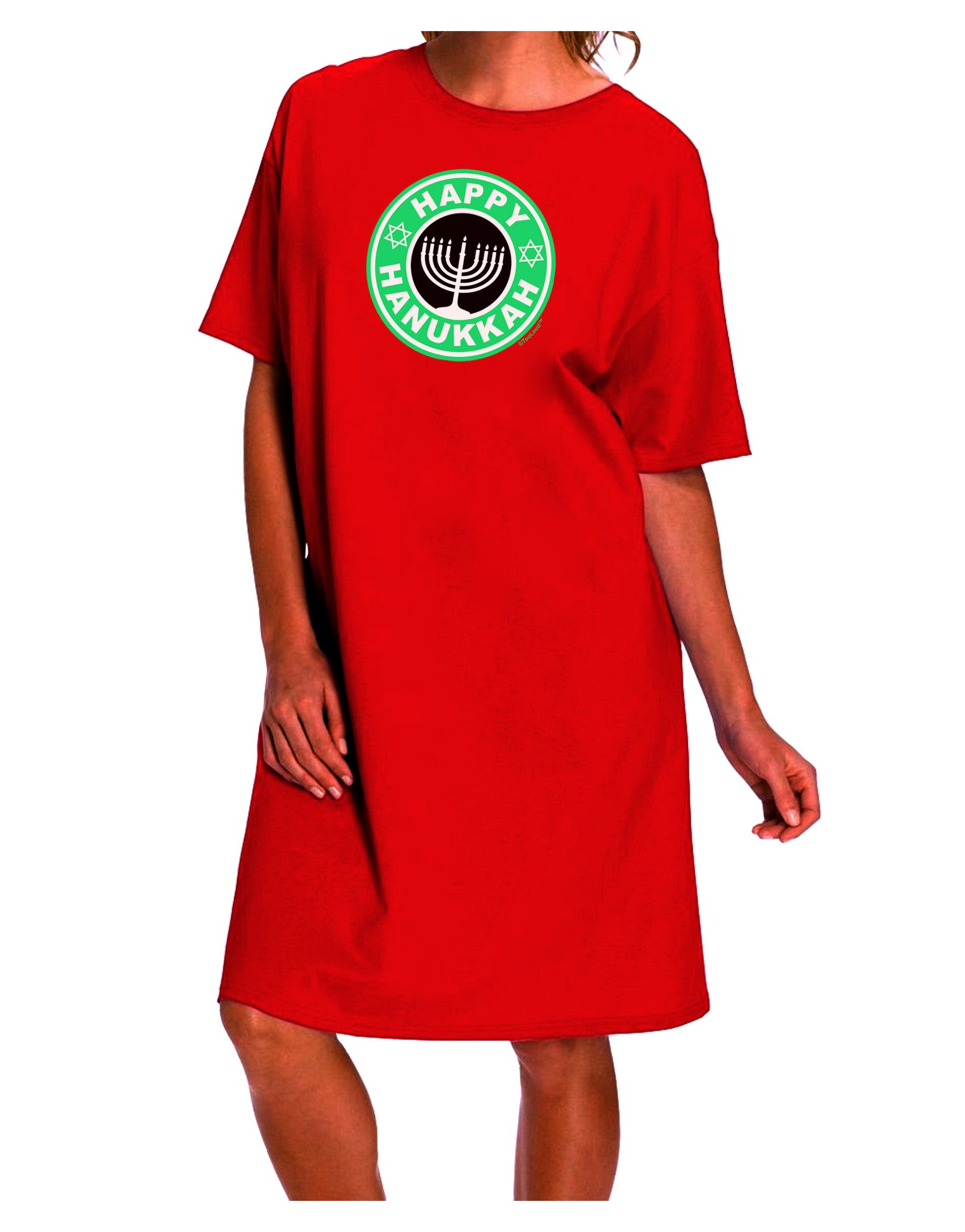 Elegant Hanukkah Latte Logo Adult Night Shirt Dress-Night Shirt-TooLoud-Red-One-Size-Fits-Most-Davson Sales