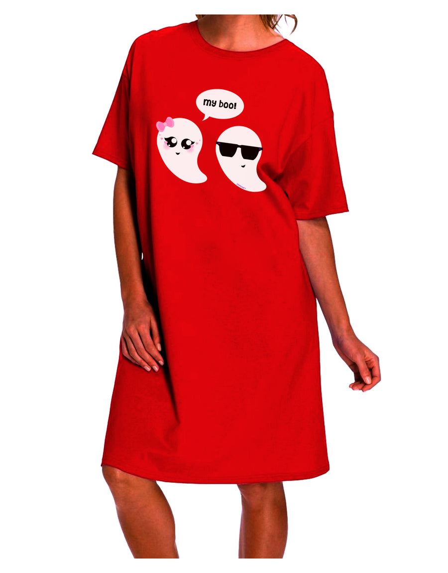 Stylish Halloween Night Shirt Dress featuring Adorable Ghost Couple-Night Shirt-TooLoud-Red-One-Size-Fits-Most-Davson Sales