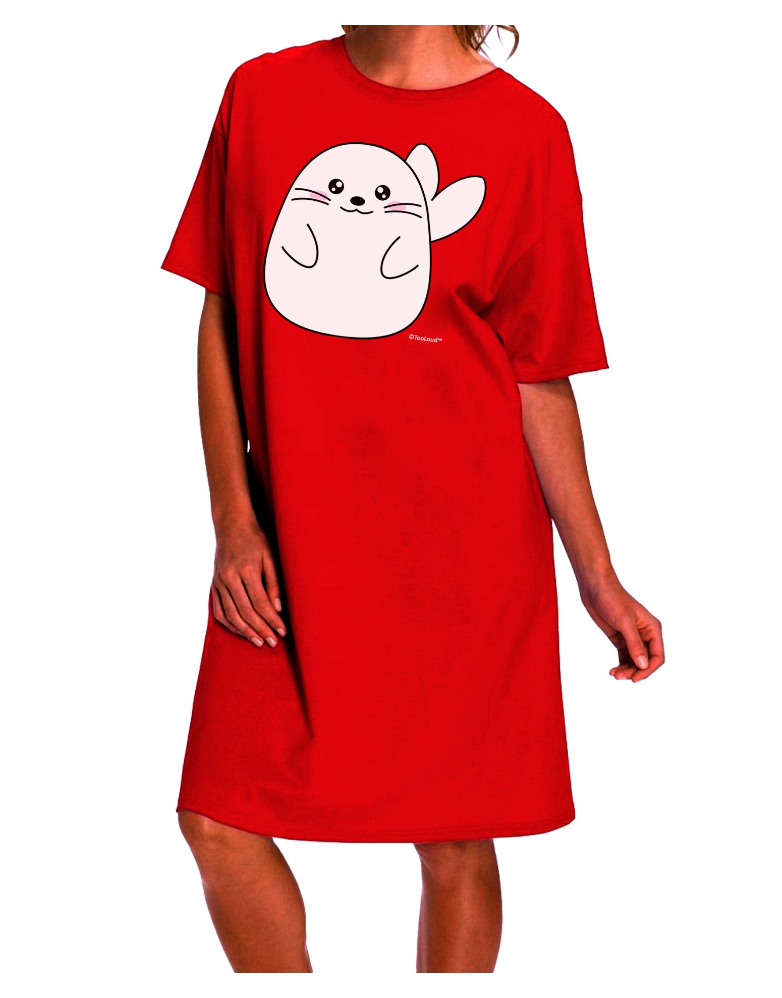 Stylish and Comfortable Seal Adult Night Shirt Dress by TooLoud-Night Shirt-TooLoud-Red-One-Size-Davson Sales
