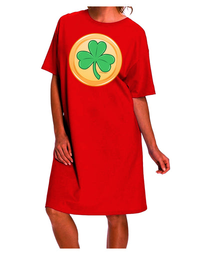 Stylish and Versatile Shamrock Button Vector Design Adult Night Shirt Dress Offered by TooLoud-Night Shirt-TooLoud-Red-One-Size-Davson Sales