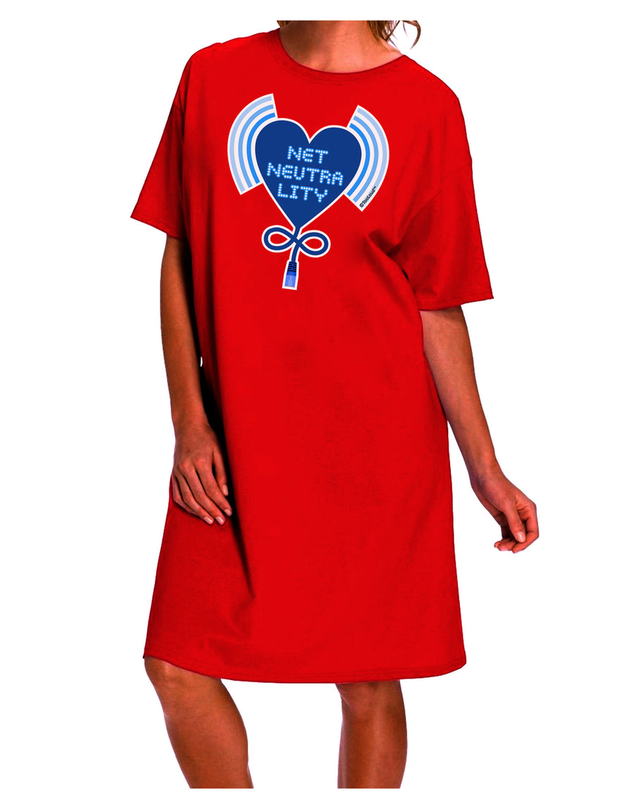 Net Neutrality Adult Night Shirt Dress with Heart Design-Night Shirt-TooLoud-Red-One-Size-Davson Sales