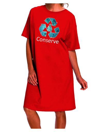 Water Conservation Text Adult Night Shirt Dress - A Sustainable Fashion Choice by TooLoud