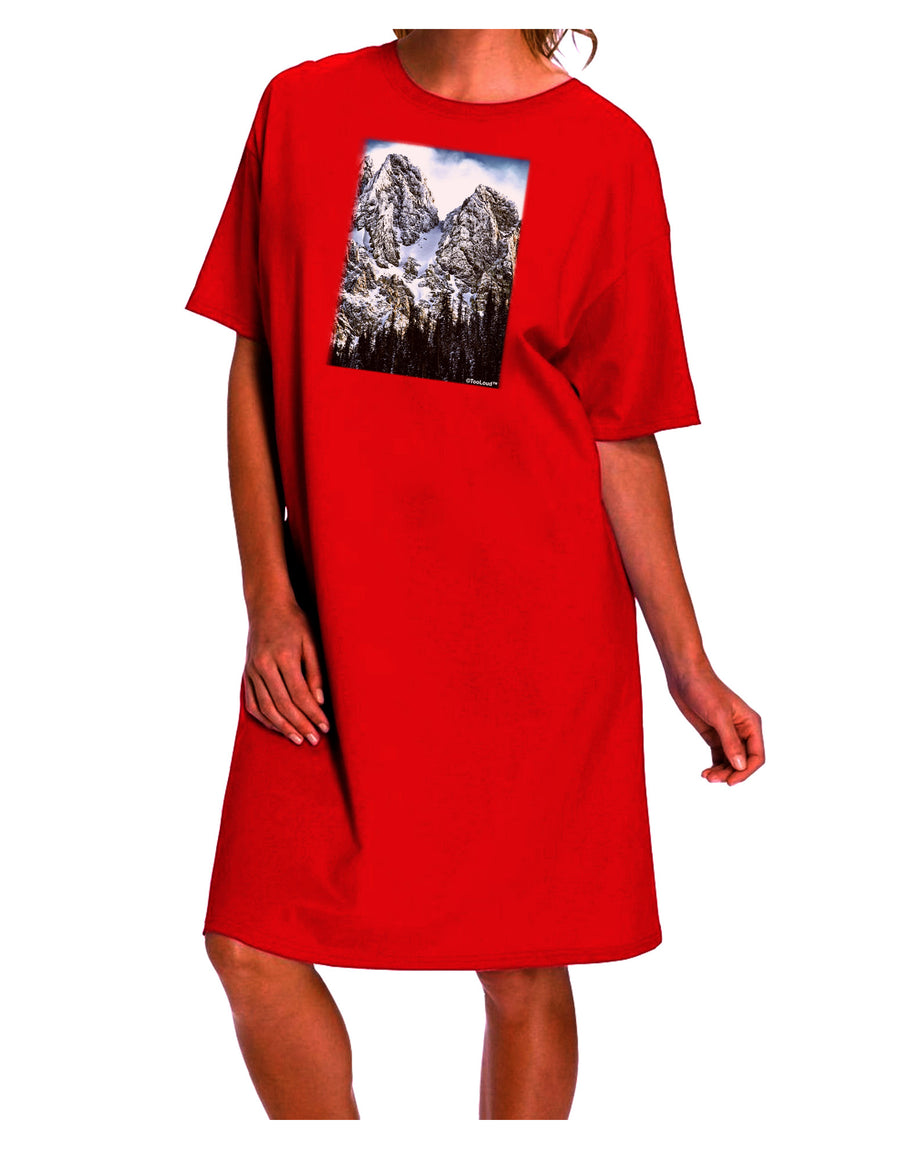 Night Shirt Dress for Adults - Mountain Landscape 2 Dark-Night Shirt-TooLoud-Red-One-Size-Fits-Most-Davson Sales