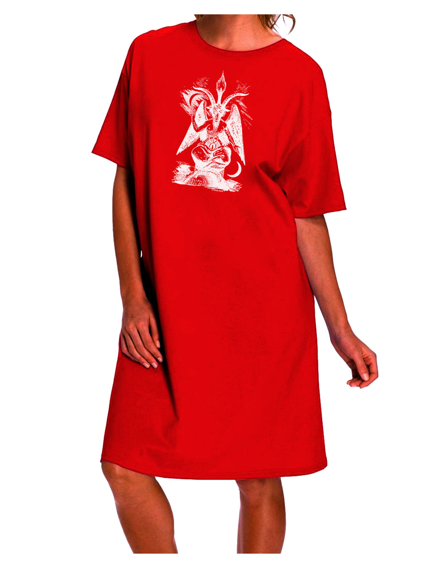 Baphomet Illustration Stylish Night Shirt Dress for Adults-Night Shirt-TooLoud-Red-One-Size-Fits-Most-Davson Sales