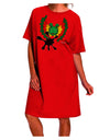 TooLoud presents the Dilophosaurus Design - Spit Adult Night Shirt Dress for a stylish and comfortable nighttime ensemble.-Night Shirt-TooLoud-Red-One-Size-Davson Sales