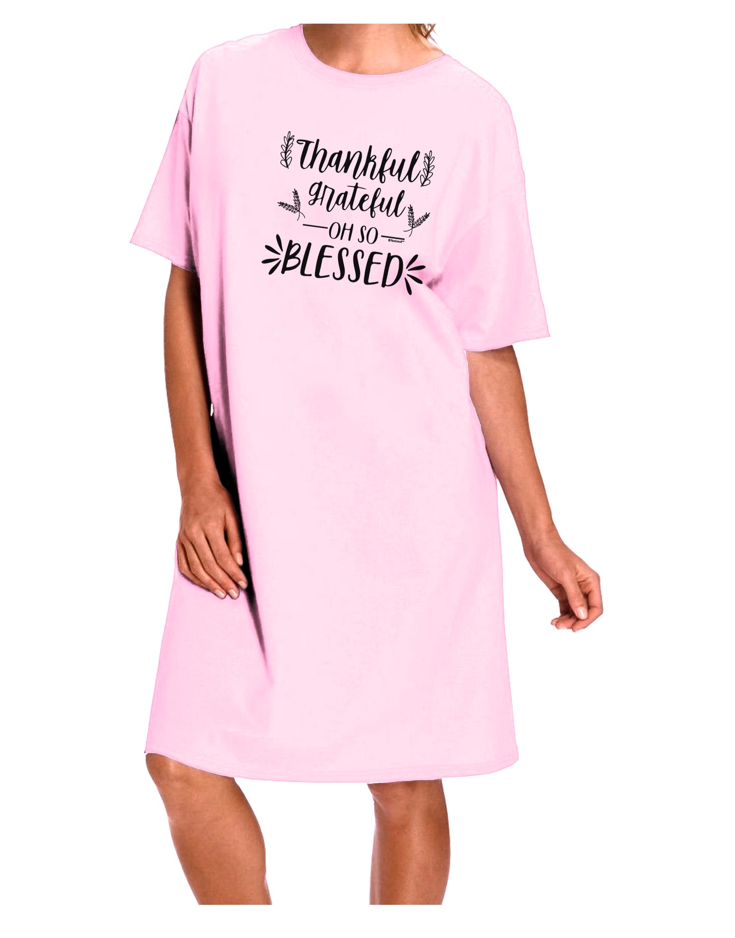 Thankful grateful oh so blessed Adult Wear Around Night Shirt and Dress-Night Shirt-TooLoud-Pink-One-Size-Fits-Most-Davson Sales