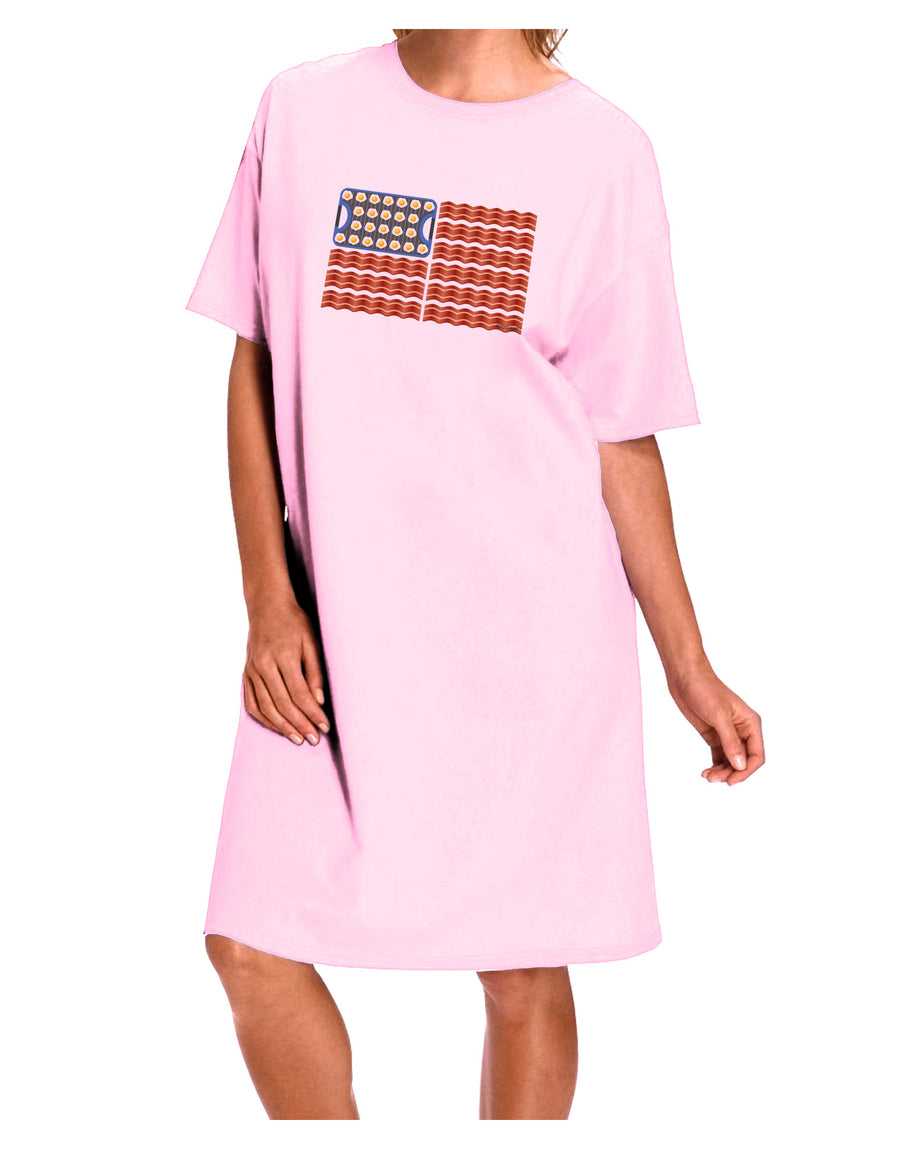 American Breakfast Flag - Bacon and Eggs Adult Wear Around Night Shirt and Dress-Night Shirt-TooLoud-Pink-One-Size-Fits-Most-Davson Sales