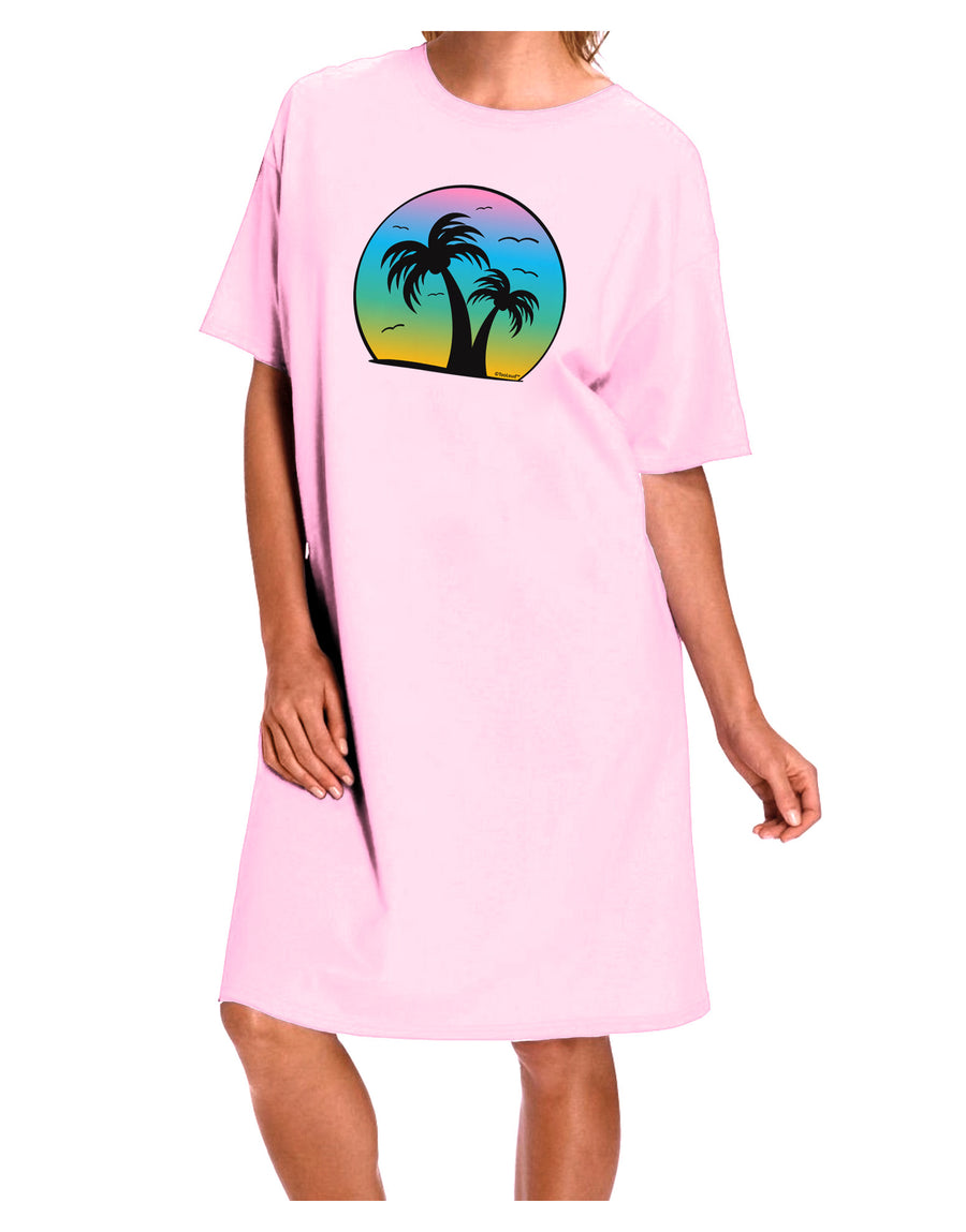 Palm Trees Silhouette - Beach Sunset Design Adult Wear Around Night Shirt and Dress-Night Shirt-TooLoud-Pink-One-Size-Fits-Most-Davson Sales