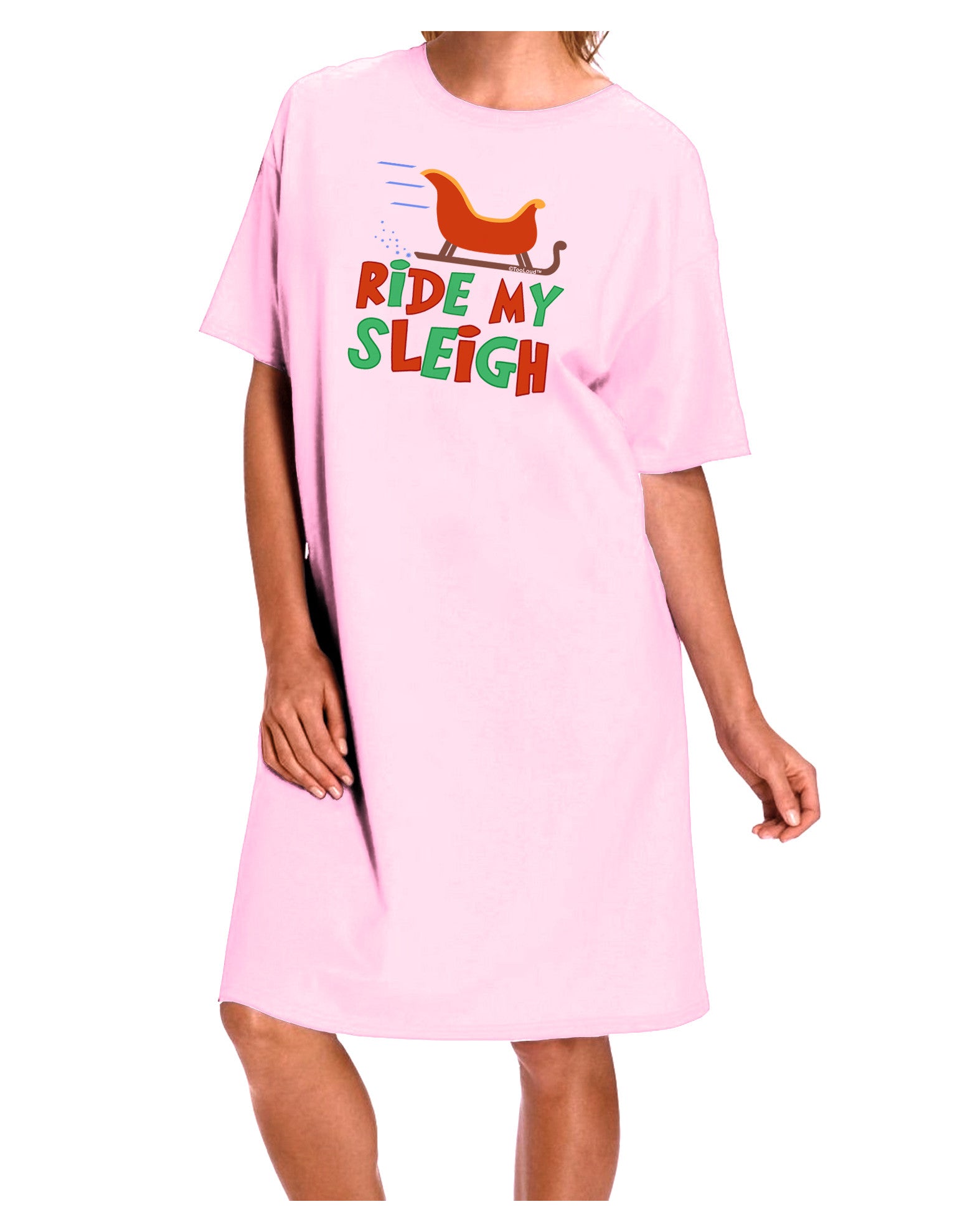 Ride My Sleigh Color Adult Wear Around Night Shirt and Dress-Night Shirt-TooLoud-Pink-One-Size-Fits-Most-Davson Sales