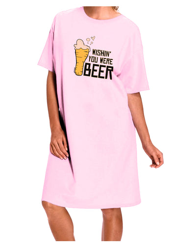 Wishin you were Beer Adult Wear Around Night Shirt and Dress-Night Shirt-TooLoud-Pink-One-Size-Fits-Most-Davson Sales