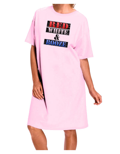 Red White & Booze Adult Wear Around Night Shirt and Dress-Night Shirt-TooLoud-Pink-One-Size-Fits-Most-Davson Sales