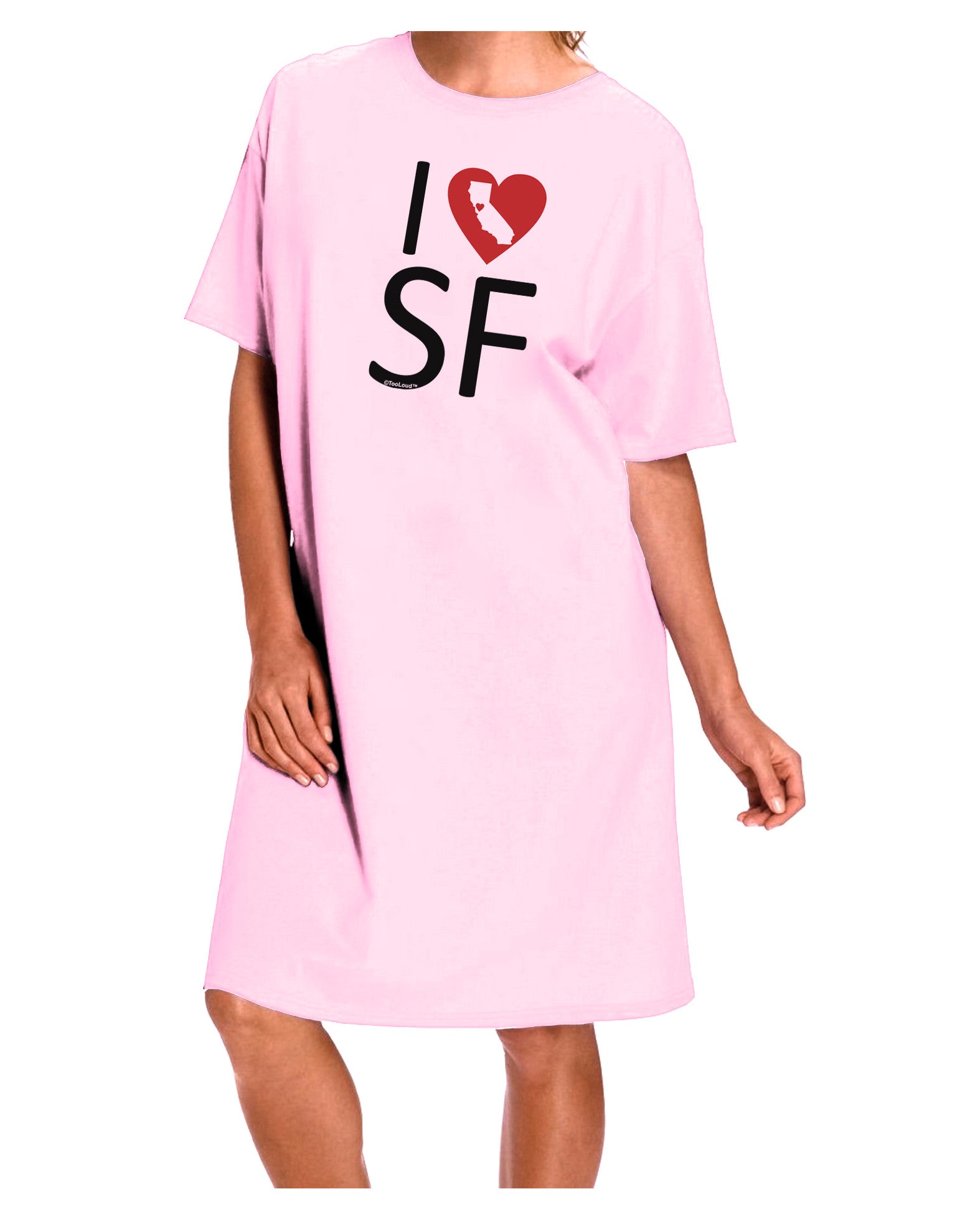 I Heart San Francisco Adult Wear Around Night Shirt and Dress-Night Shirt-TooLoud-Pink-One-Size-Davson Sales