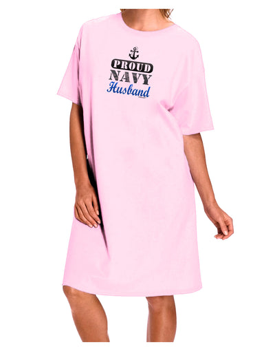 Proud Navy Husband Adult Wear Around Night Shirt and Dress-Night Shirt-TooLoud-Pink-One-Size-Fits-Most-Davson Sales