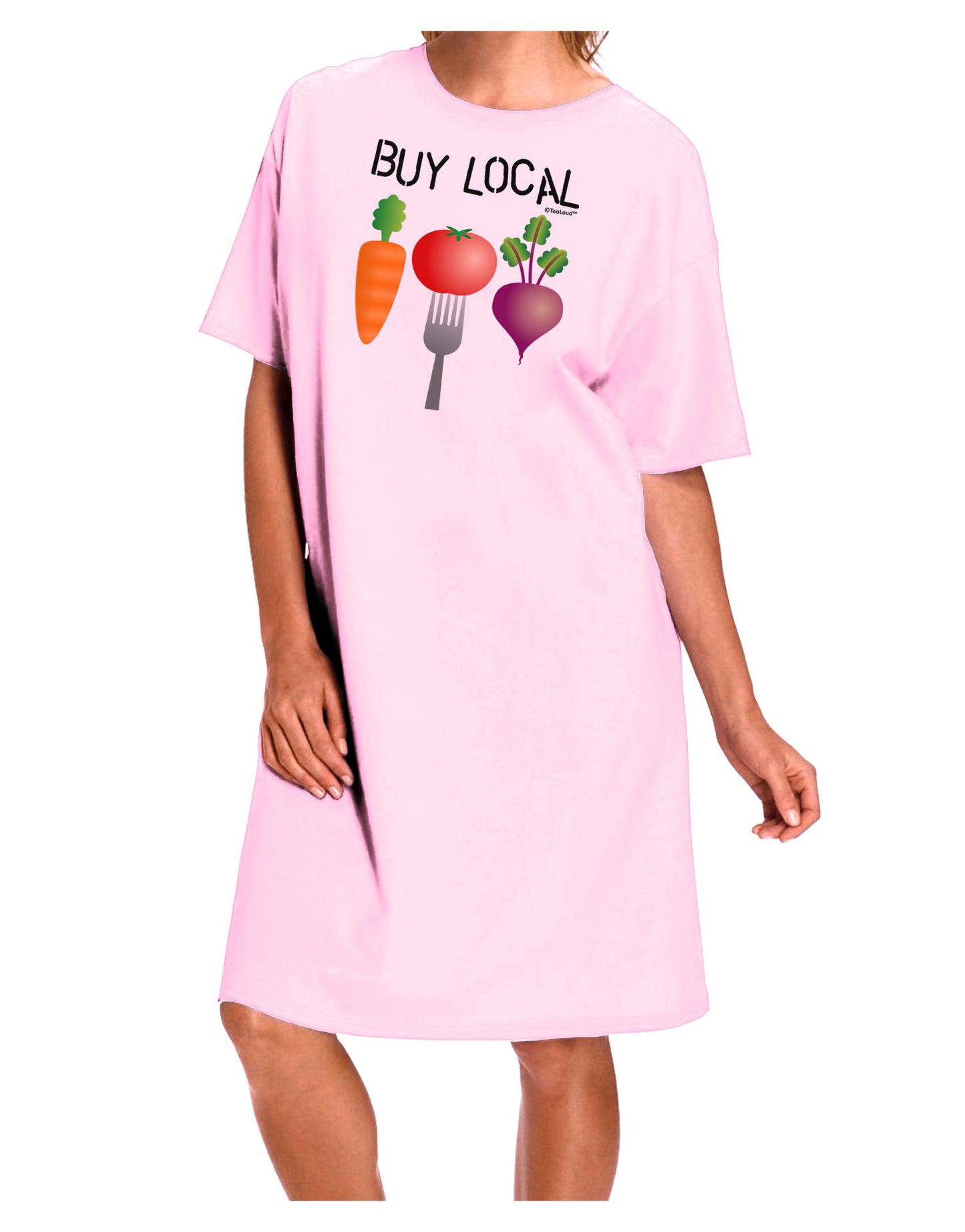 Buy Local - Vegetables Design Adult Wear Around Night Shirt and Dress-Night Shirt-TooLoud-Pink-One-Size-Fits-Most-Davson Sales