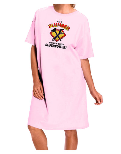 Plumber - Superpower Adult Wear Around Night Shirt and Dress-Night Shirt-TooLoud-Pink-One-Size-Fits-Most-Davson Sales