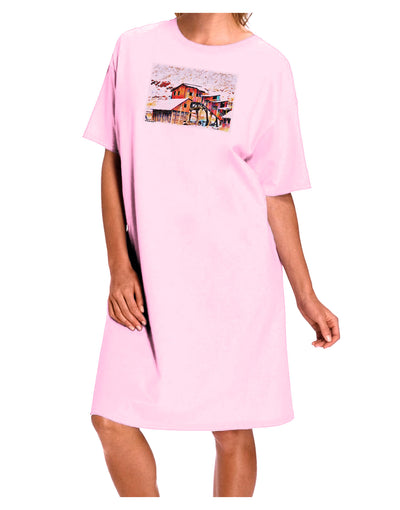 Mine Scene Colorado Watercolor Adult Wear Around Night Shirt and Dress-Night Shirt-TooLoud-Pink-One-Size-Fits-Most-Davson Sales