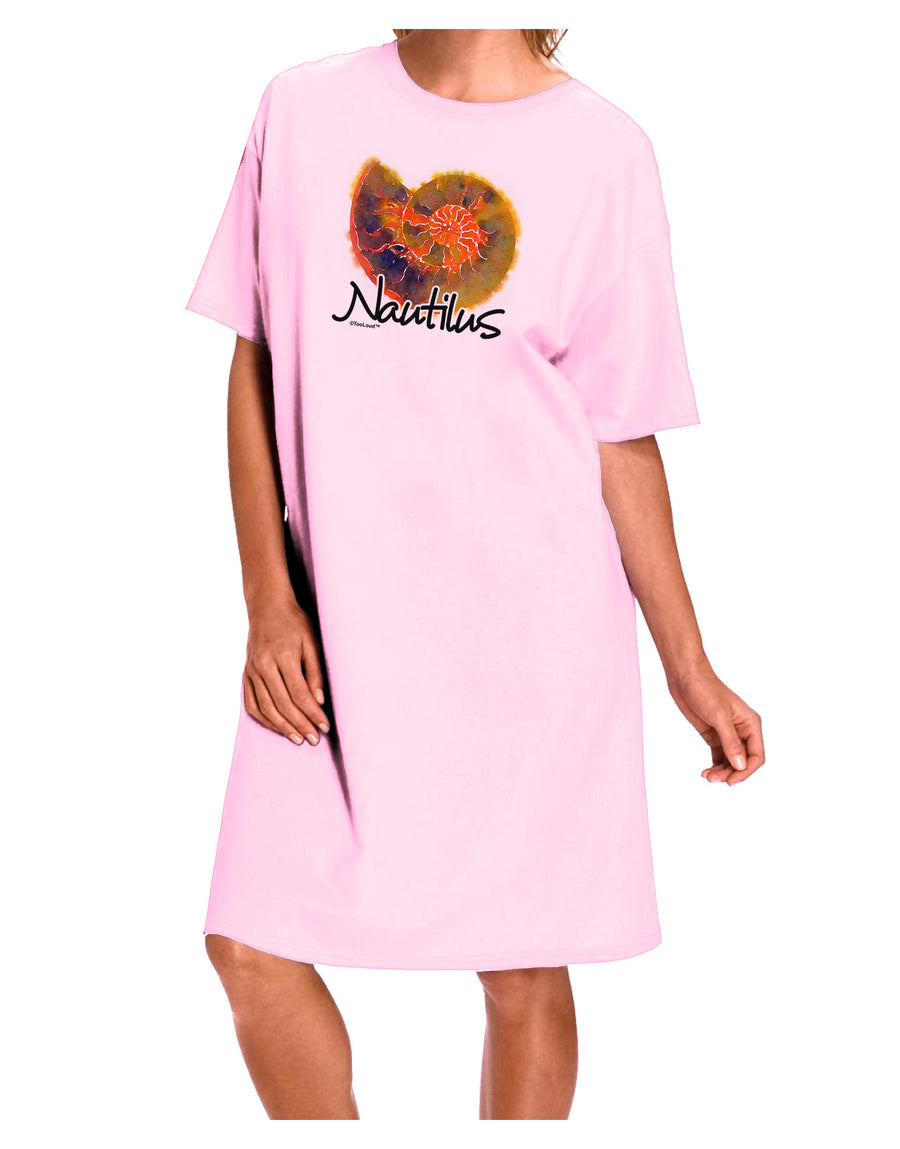 Nautilus Fossil Watercolor Text Adult Wear Around Night Shirt and Dress-Night Shirt-TooLoud-Pink-One-Size-Fits-Most-Davson Sales