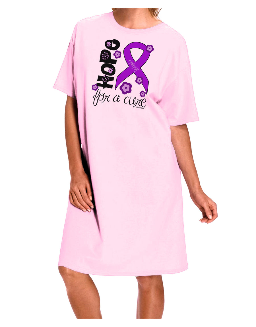 Hope for a Cure - Purple Ribbon Epilepsy - Flowers Adult Wear Around Night Shirt and Dress-Night Shirt-TooLoud-Pink-One-Size-Fits-Most-Davson Sales