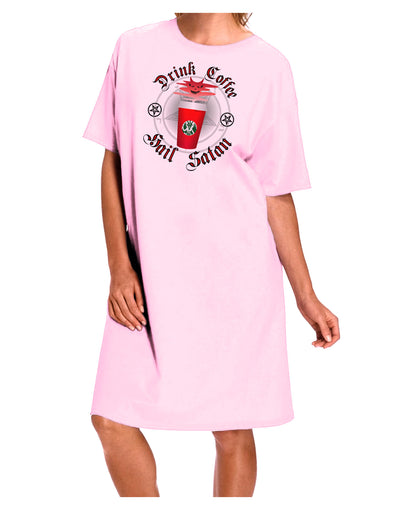 Red Cup Drink Coffee Hail Satan Adult Wear Around Night Shirt and Dress by-Night Shirt-TooLoud-Pink-One-Size-Fits-Most-Davson Sales