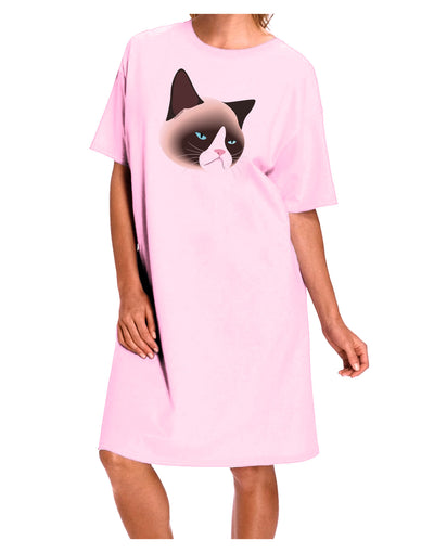 Cute Disgruntled Siamese Cat Adult Wear Around Night Shirt and Dress-Night Shirt-TooLoud-Pink-One-Size-Fits-Most-Davson Sales