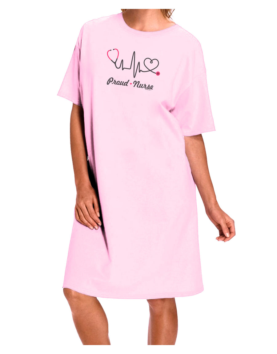 Stethoscope Heartbeat Text Adult Wear Around Night Shirt and Dress-Night Shirt-TooLoud-Pink-One-Size-Fits-Most-Davson Sales