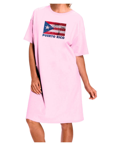 Distressed Puerto Rico Flag Adult Wear Around Night Shirt and Dress-Night Shirt-TooLoud-Pink-One-Size-Fits-Most-Davson Sales