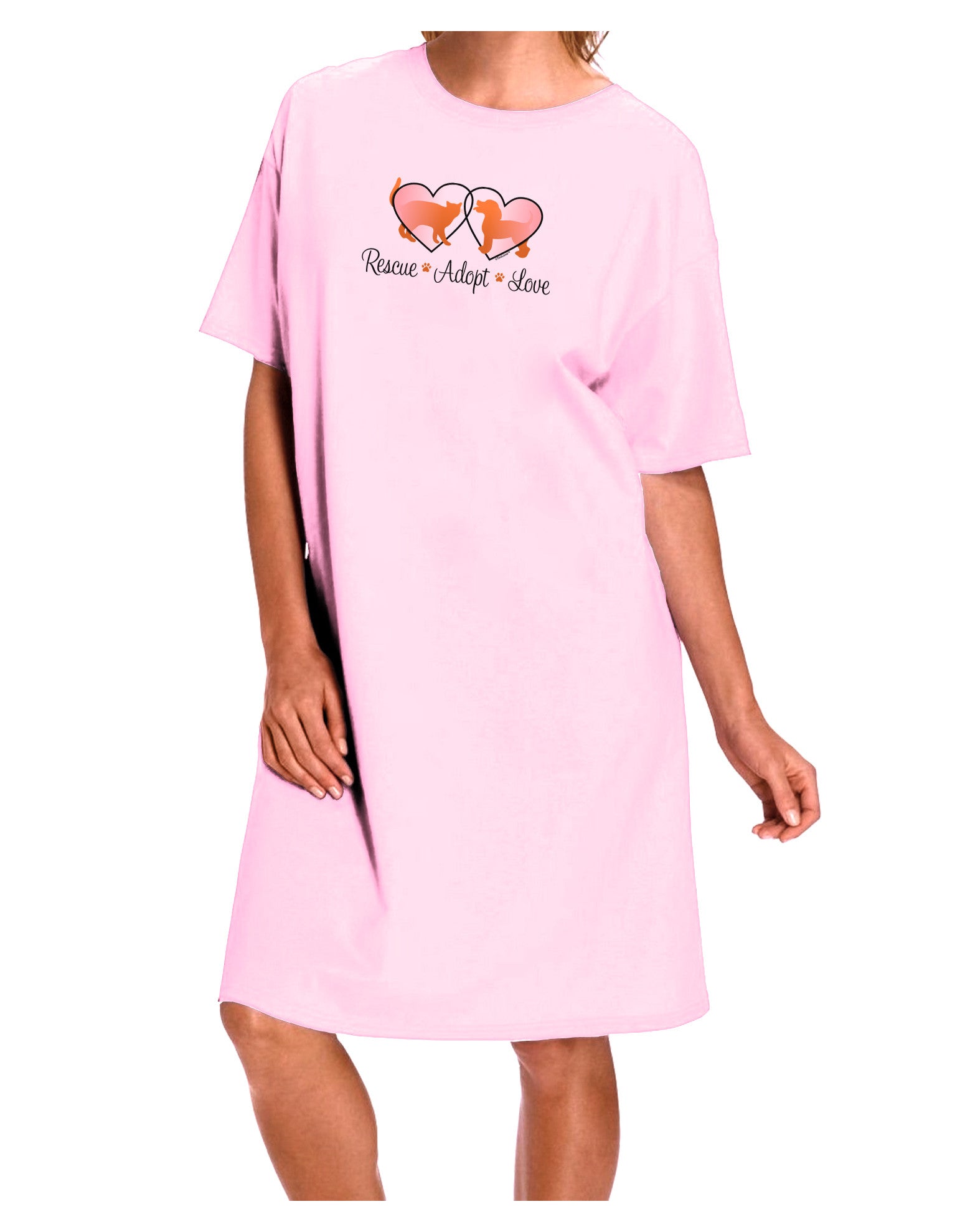 Rescue Adopt Love Adult Wear Around Night Shirt and Dress-Night Shirt-TooLoud-Pink-One-Size-Fits-Most-Davson Sales