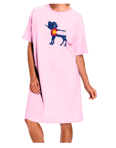 Grunge Rocky Mountain Bighorn Sheep Flag Adult Wear Around Night Shirt and Dress-Night Shirt-TooLoud-Pink-One-Size-Fits-Most-Davson Sales