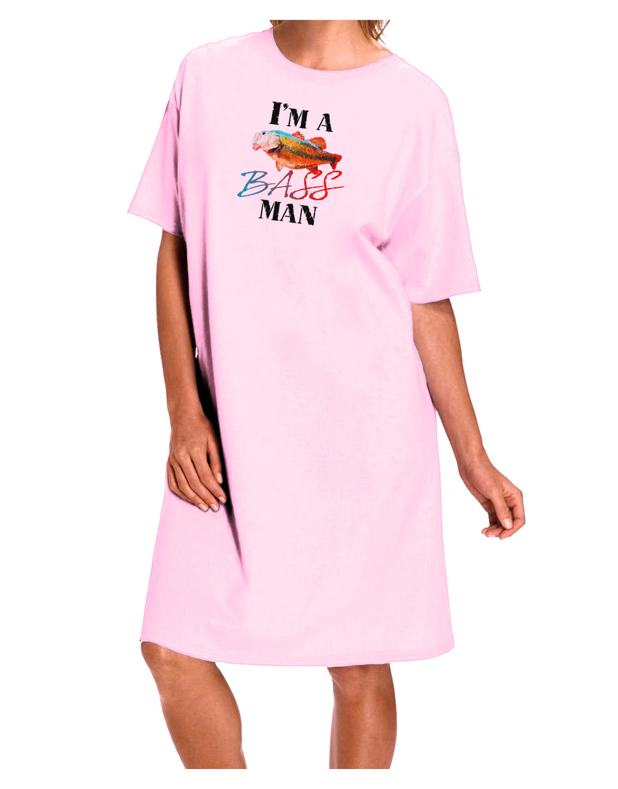 I'm A Bass Man Watercolor Adult Wear Around Night Shirt and Dress-Night Shirt-TooLoud-Pink-One-Size-Fits-Most-Davson Sales