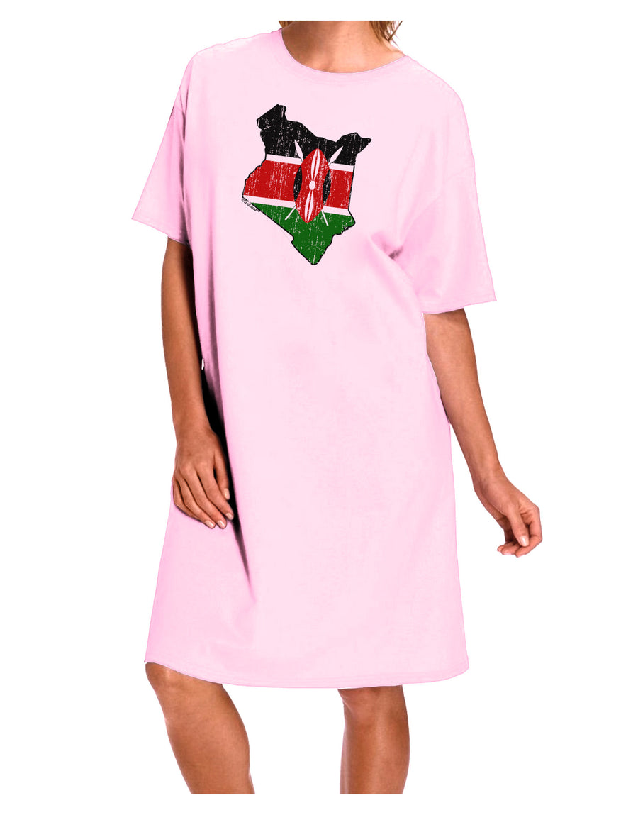 Kenya Flag Silhouette Distressed Adult Wear Around Night Shirt and Dress-Night Shirt-TooLoud-Pink-One-Size-Fits-Most-Davson Sales